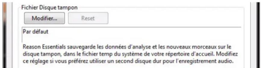 PROPELLERHEAD Reason Essentials 1.0 - Modification de l'emplacement du dossier du disque tampon - 1
