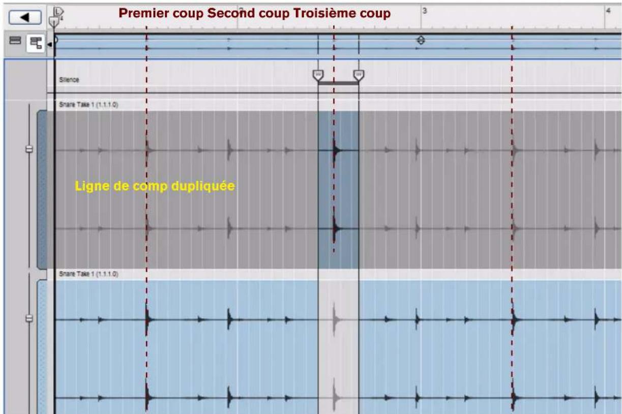PROPELLERHEAD Reason Essentials 1.0 - Maintenez enfoncée la touche [Ctrl](Win) ou [Option](Mac) et copiez balayez la zone entourant le second coup de caisse claire. - 2