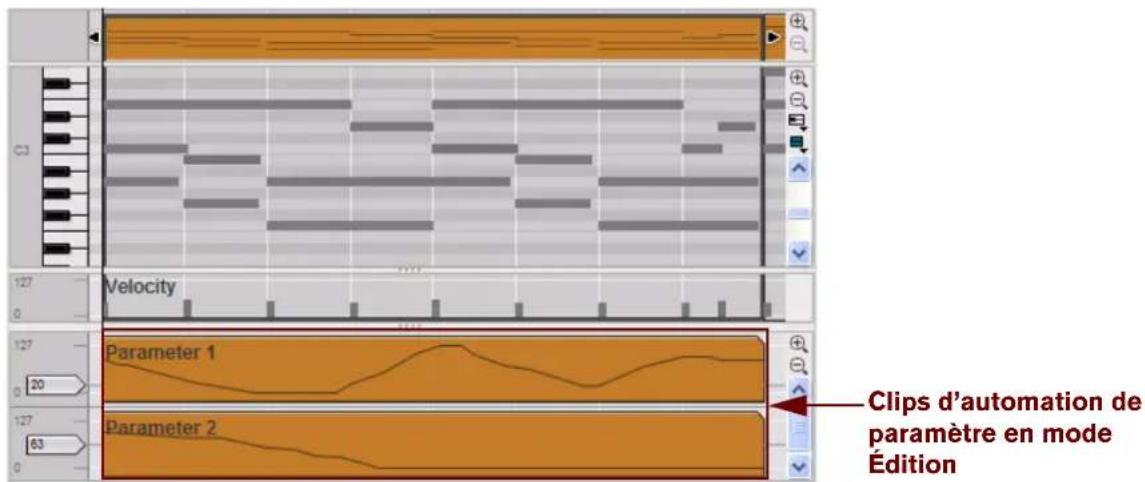 PROPELLERHEAD Reason Essentials 1.0 - Passez en mode Édition et sélectionnez la piste qui contient l'automation de paramètre que vous souhaitez éditer. - 1