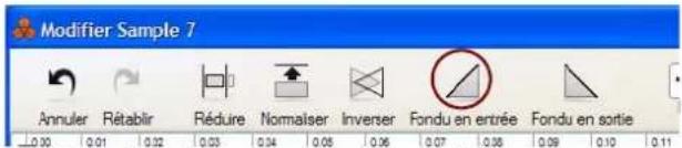 PROPELLERHEAD Reason Essentials 1.0 - Cliquez sur le bouton Fondu en entrée (ou en sortie). - 1