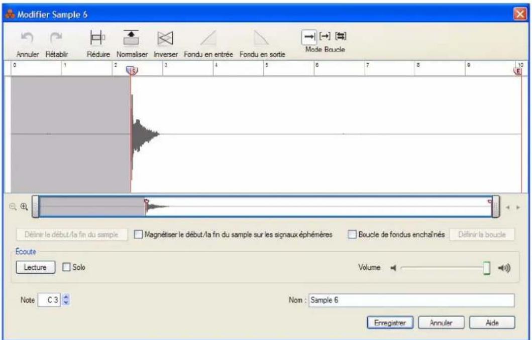 PROPELLERHEAD Reason Essentials 1.0 - Ouvrez le sample en double-cliquant dessus dans la liste Samples de morceaux dans la fenêtre Outils. - 1