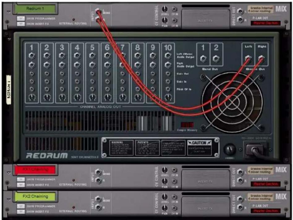 PROPELLERHEAD Reason Essentials 1.0 - Réduisez les faders de la voie de mixage « FX 1 Chaining » et « FX 2 Chaining » à zéro. - 1