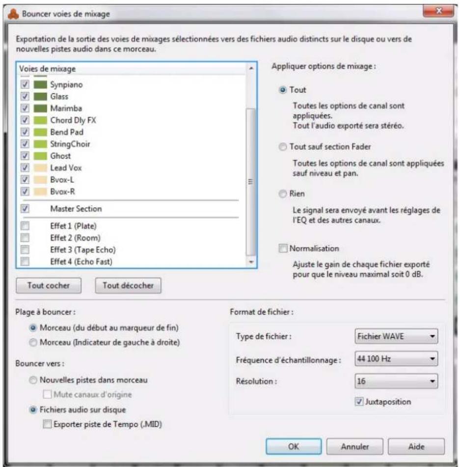 PROPELLERHEAD Reason Essentials 1.0 - Sélectionnez « Bouncer les voies de mixage... » dans le menu Fichier. - 1