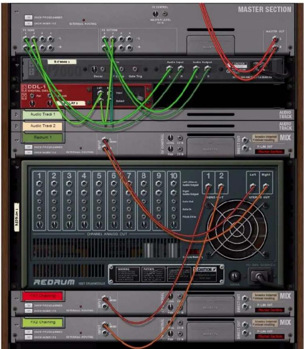 PROPELLERHEAD Reason Essentials 1.0 - Réduisez les faders de la voie de mixage « FX 1 Chaining » et « FX 2 Chaining » à zéro. - 3