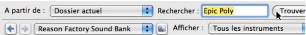 PROPELLERHEAD Reason Essentials 1.0 - Utilisation de la fonction de « Rechercher » - 1