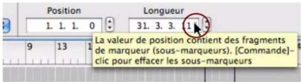 PROPELLERHEAD Reason Essentials 1.0 - À propos des sous-marqueurs dans les affichages Position et Longueur - 1