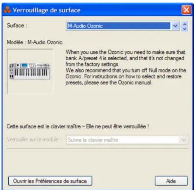 PROPELLERHEAD Reason Essentials 1.5 - En utilisant la boîte de dialogue Verrouillage de surface - 1