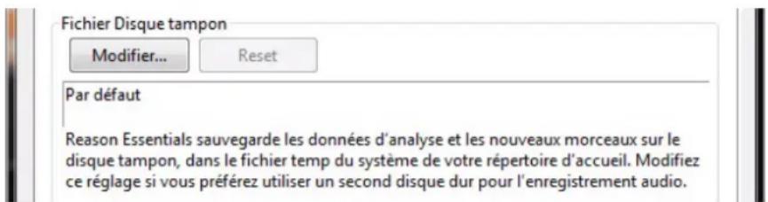 PROPELLERHEAD Reason Essentials 1.5 - Modification de l'emplacement du dossier du disque tampon - 1