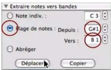 PROPELLERHEAD Reason Essentials 1.5 - Définissez les notes à déplacer vers le panneau « Extraire notes vers bandes » de la fenêtre Outils. - 1