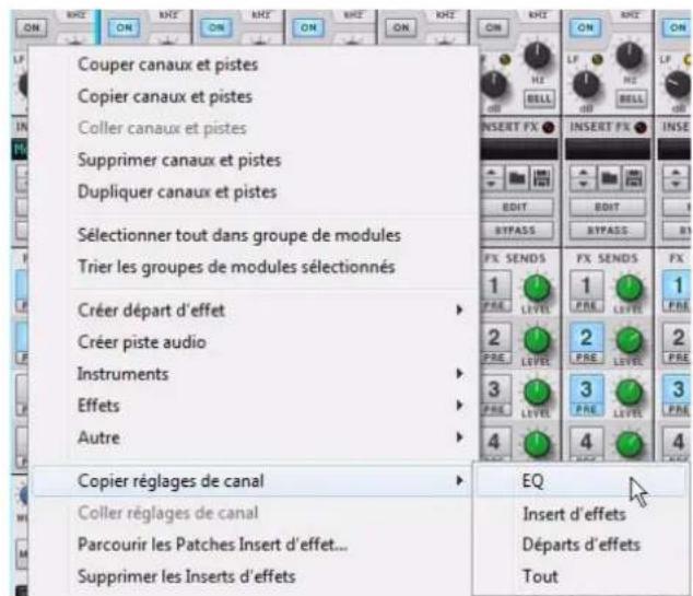 PROPELLERHEAD Reason Essentials 1.5 - Sélectionnez la commande « Copier les réglages du canal » dans le menu Édition ou dans le menu contextuel du canal. - 1