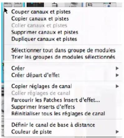 PROPELLERHEAD Reason Essentials 1.5 - Menu contextuel de la bande de voie de mixage principale - 1