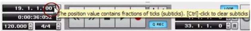 PROPELLERHEAD Reason Essentials 1.5 - À propos des sous-marqueurs dans l'affichage Position du morceau - 1
