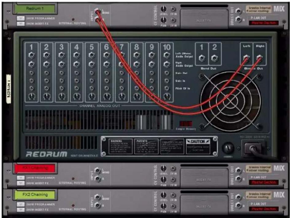 PROPELLERHEAD Reason Essentials 1.5 - Réduisez les faders de la voie de mixage « FX 1 Chaining » et « FX 2 Chaining » à zéro. - 1