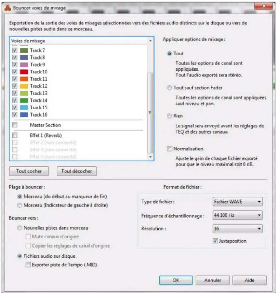 PROPELLERHEAD Reason Essentials 1.5 - Sélectionnéz « Bouncer les voies de mixage... » dans le menu Fichier. - 1