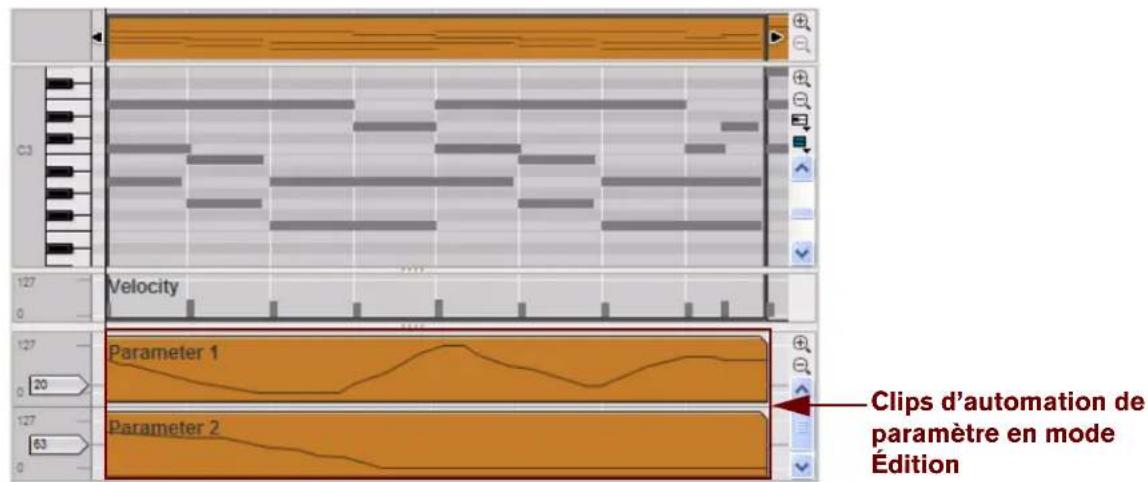 PROPELLERHEAD Reason Essentials 1.5 - Passez en mode Édition et Sélectionnez la piste qui contient l'automation de paramètre que vous souhaitez éditer. - 1