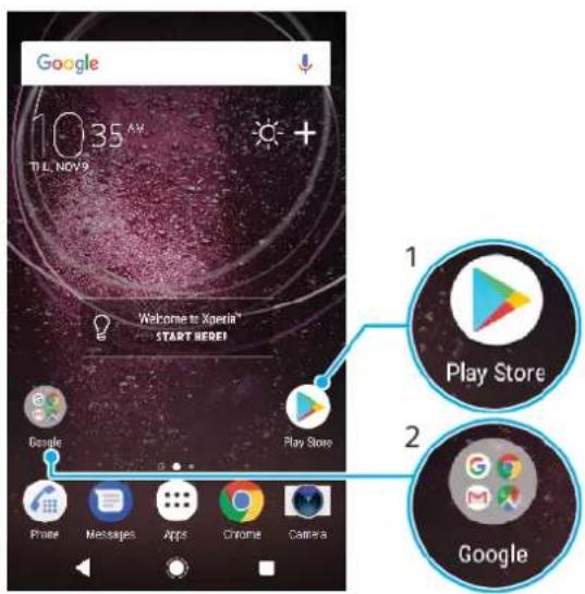 SONY ERICSSON Xperia L2 - Présentation des raccourcis et dossiers - 1