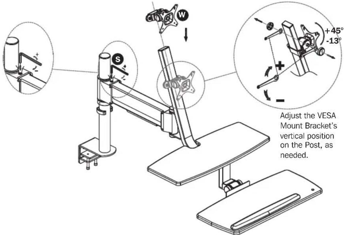 Adjust the VESA Mount Bracket's vertical position on the Post, as needed.