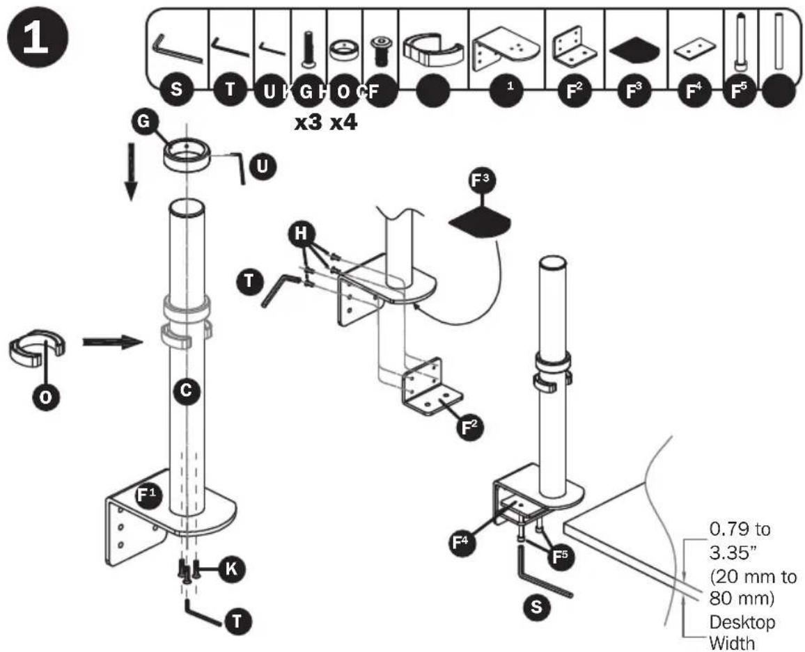 1 S T U G H O C F x3 x4 G U O C H T F2 F3 F4 F5 F3 F1 K T F4 F5 S 0.79 to 3.35" (20 mm to 80 mm) Desktop Width