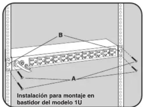 Tripp Lite PDU1226 - Instalación para montaje enbastidor del modelos 0U - 1