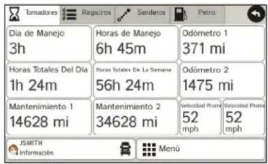 Rand McNally IntelliRoute TND 525 - Ver los Temporizadores y los Registros - 1
