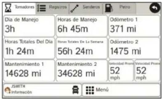 Rand McNally IntelliRoute TND 530 - Ver los Temporizadores y los Registros - 1