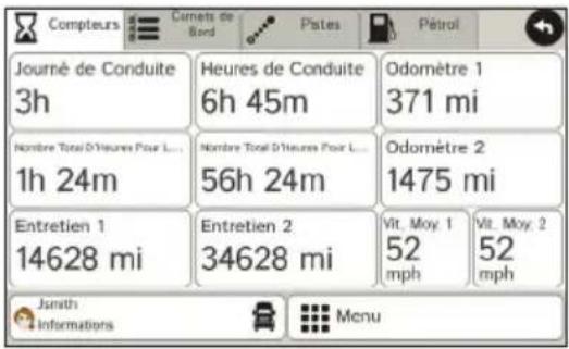 Rand McNally IntelliRoute TND 530 - Affichage des compteurs et carnets de bord - 1