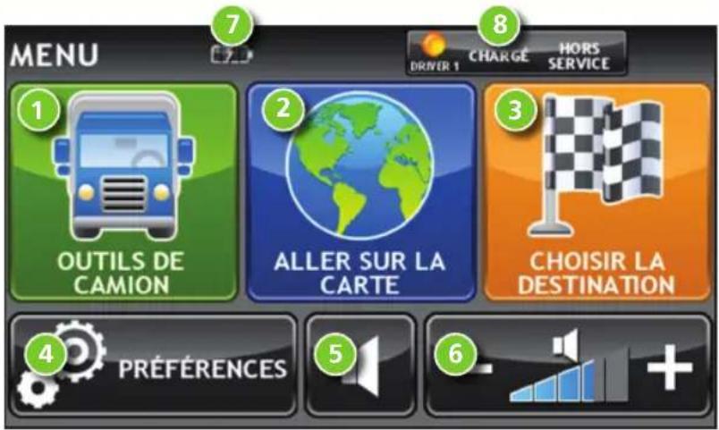 Rand McNally IntelliRoute TND 720 - Menu principal - 1