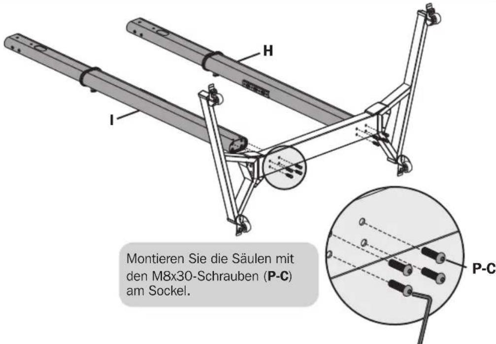 Tripp Lite DMCSD3545M - Montage der Säulen am Sockel - 2
