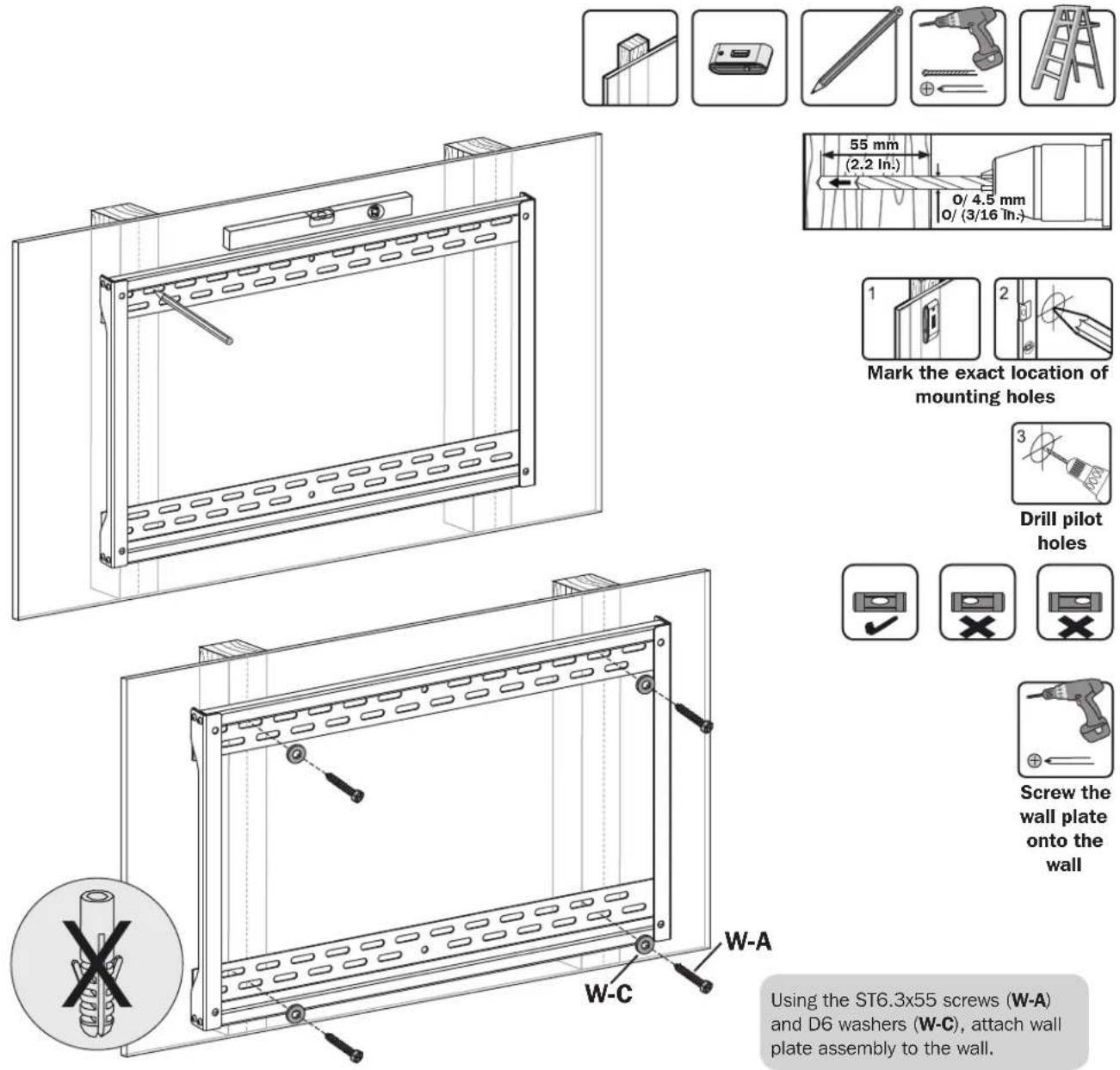 Tripp Lite DMVWSC4570XUL - Mount on Wood Stud Wall - 1