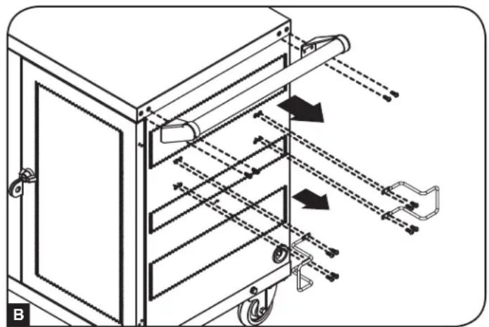 Tripp Lite CSC32USB - Desinstalación de las Ruedas y la Manija - 2
