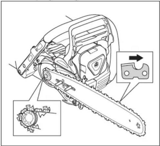 HUSQVARNA 592 XP G - To assemble the guide bar and saw chain - 3