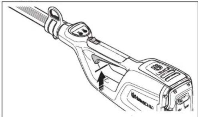 HUSQVARNA 120iTK4H - Comprobación del bloqueo del gatillo de alimentación - 2