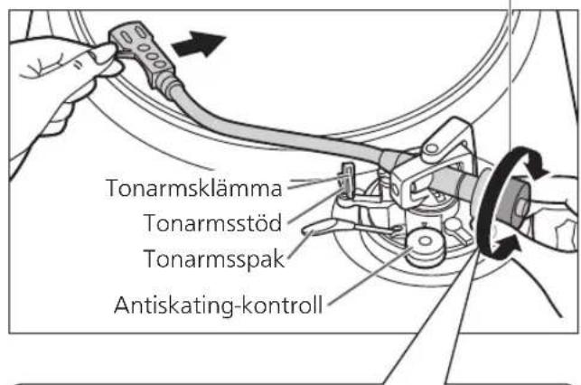PANASONIC SL100C - Frigör tonarmen från tonarmsstödet och justera horisontell balans genom att vrida motvikten. - 2
