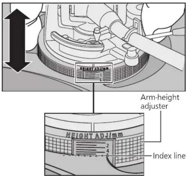 PANASONIC SL100C - Adjust the height with the arm-height adjuster. - 1