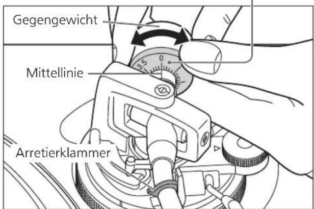 PANASONIC SL100C - Drehen Sie den Auflagedruck-Einstellring, bis „0“ in die Mittellinie auf der Rückseite des Tonarms gelangt. - 2