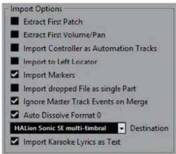 STEINBERG Cubase Elements 10.5 - Options d'import - 1