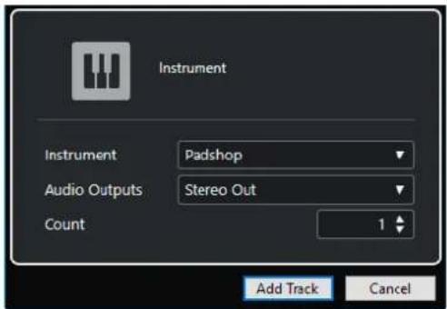 STEINBERG Cubase Elements 10.5 - Boîte de dialogue Ajouter une piste - Instrument - 2