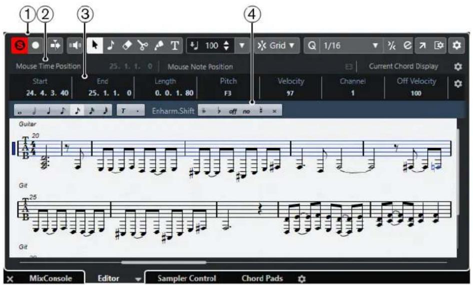 STEINBERG Cubase Elements 10.5 - La fenêtre Éditeur de partitions : - 2