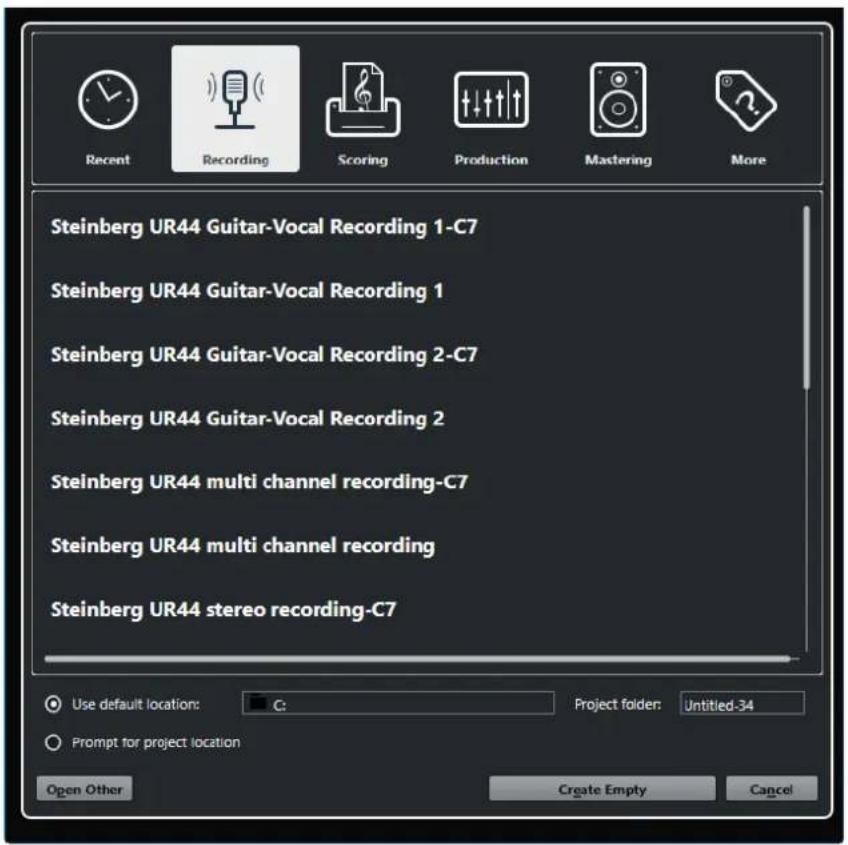 STEINBERG Cubase Elements 10.5 - Boîte de dialogue Assistant de projet - 1