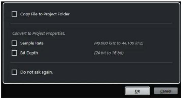 STEINBERG Cubase Elements 10.5 - Boîte de dialogue Options d'import - 1