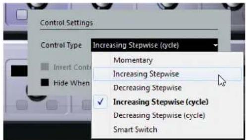 STEINBERG Cubase Elements 10.5 - Configuration des types de contrôle pour les commutateurs - 1