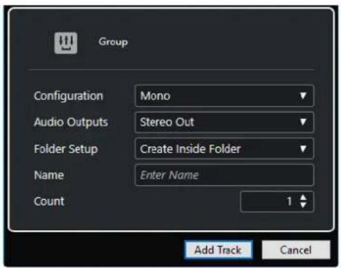 STEINBERG Cubase Elements 10.5 - Boîte de dialogue Ajouter une piste - Groupe - 2