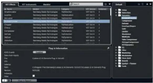 STEINBERG Cubase Elements 10.5 - Fenêtre Gestionnaire de plug-ins VST - 1