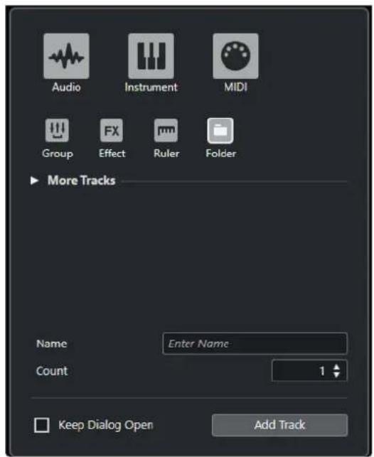STEINBERG Cubase Elements 10.5 - Boîte de dialogue Ajouter une piste - Répertoire - 1