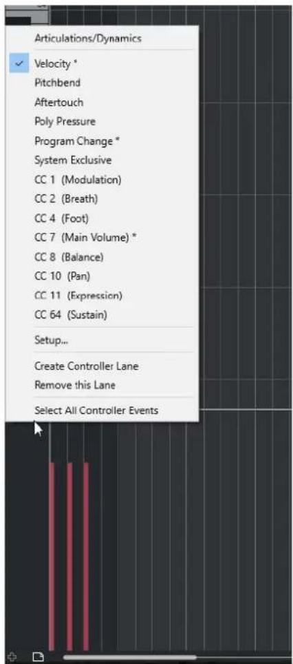 STEINBERG Cubase Elements 10.5 - Menu Sélection et fonctions de contrôleurs - 1