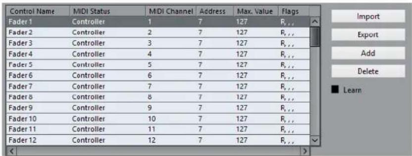 STEINBERG Cubase Elements 10.5 - Section de configuration des télécommandes MIDI - 1