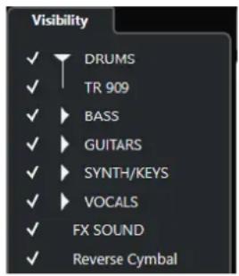 STEINBERG Cubase Elements 10.5 - Zone gauche de la MixConsole - 1