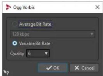 STEINBERG Wavelab Elements 10 - Boite de dialogue Ogg Vorbis - 1