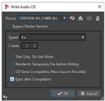 STEINBERG Wavelab Elements 10 - Boîte de dialogue Écrire un CD audio - 1