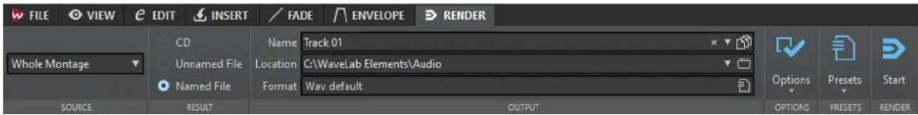 STEINBERG Wavelab Elements 10 - Onglet Rendre - 1